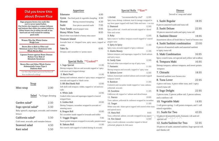 Sogo Sushi - Red Bank, NJ menu_pic