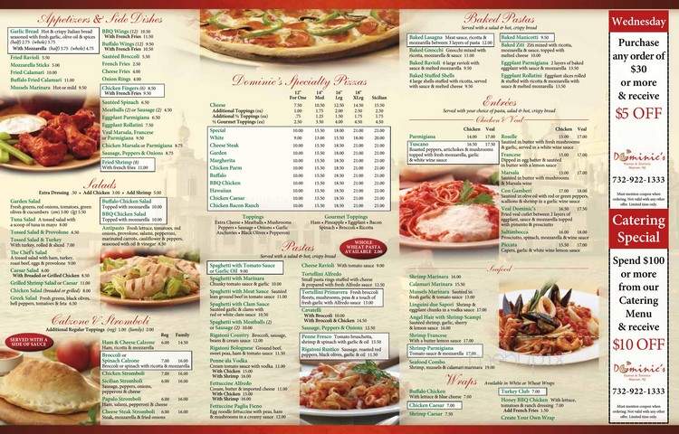 Dominic's Pizzeria - Neptune, NJ menu_pic