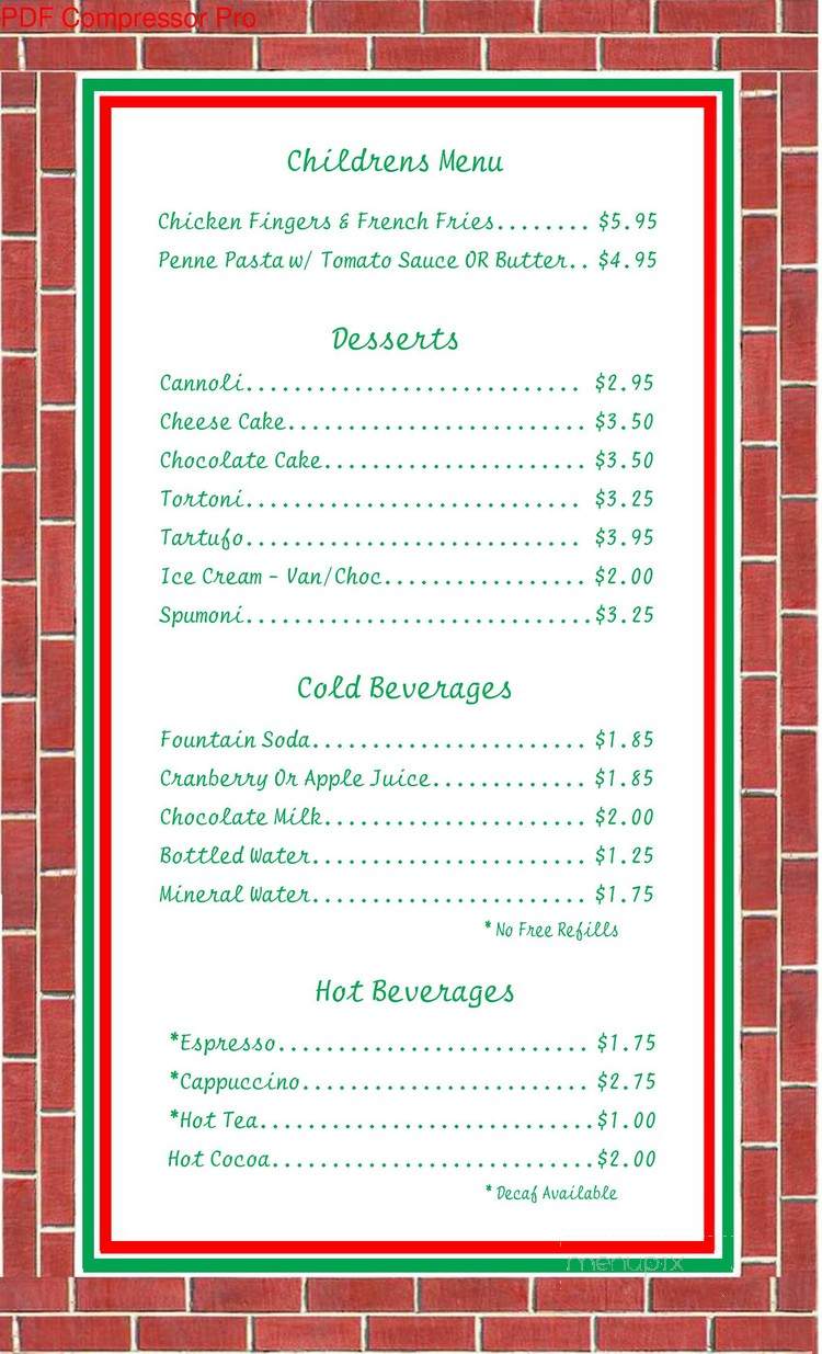 Brooklyn's Brick Oven Pizzeria - Hackensack, NJ menu_pic