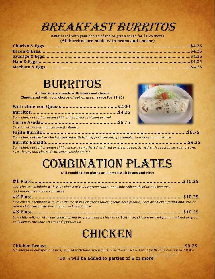 Los Mariachis - Mesilla, NM menu_pic