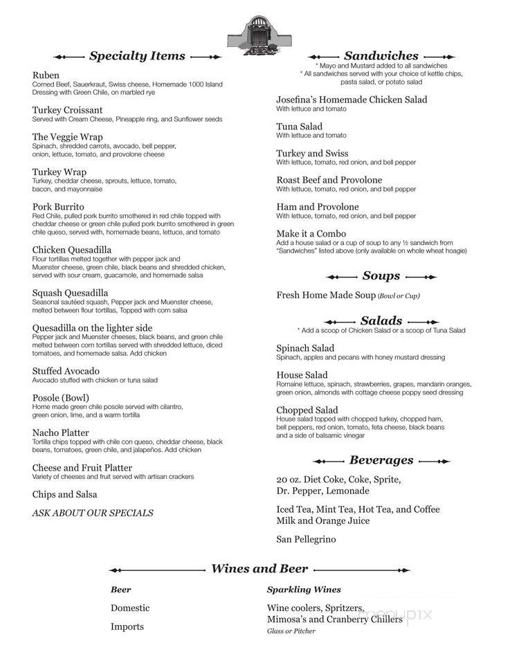 Josefina's - Mesilla, NM menu_pic
