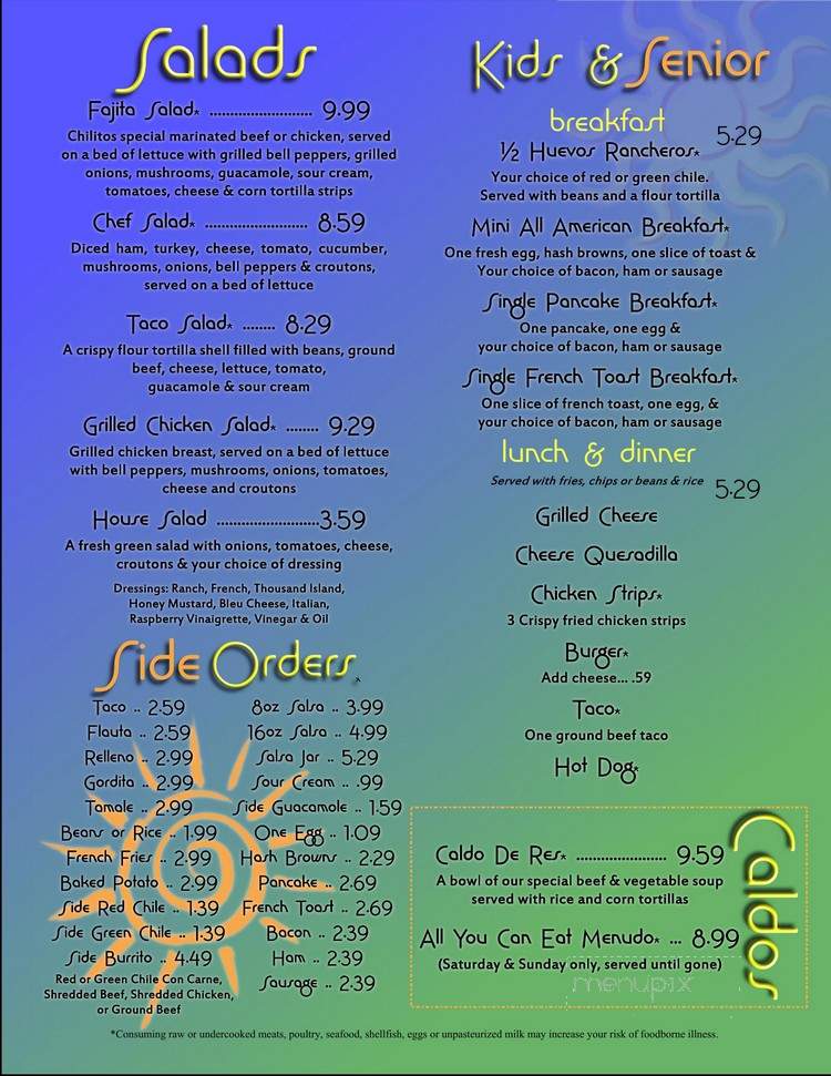 Chilitos Restaurant - Las Cruces, NM menu_pic