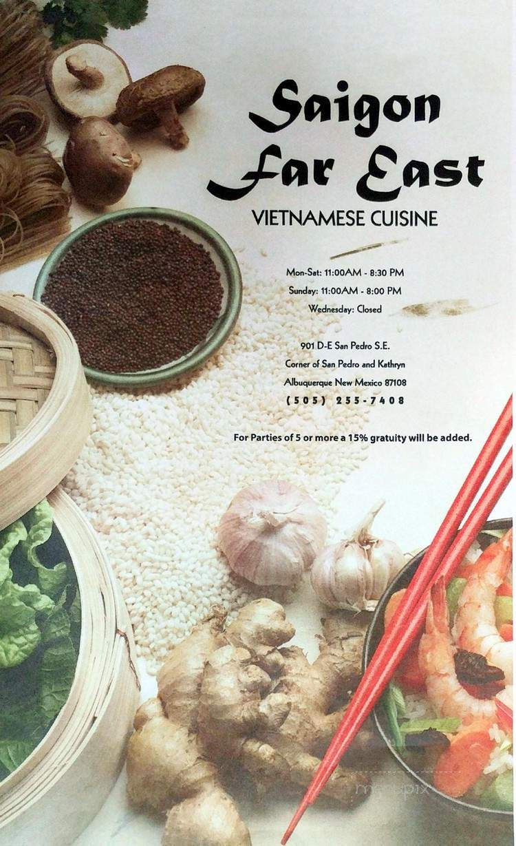Saigon Far East - Albuquerque, NM menu_pic