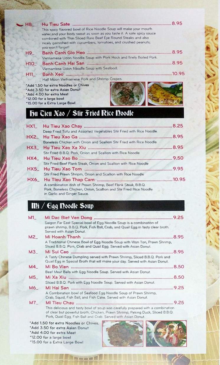 Saigon Far East - Albuquerque, NM menu_pic