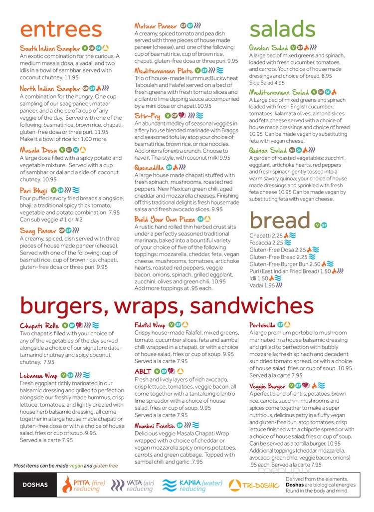 Annapurna's World Vegetarian Cafe - Albuquerque, NM menu_pic