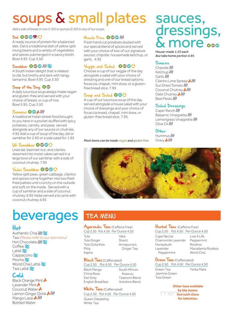 Annapurna's World Vegetarian Cafe - Albuquerque, NM menu_pic