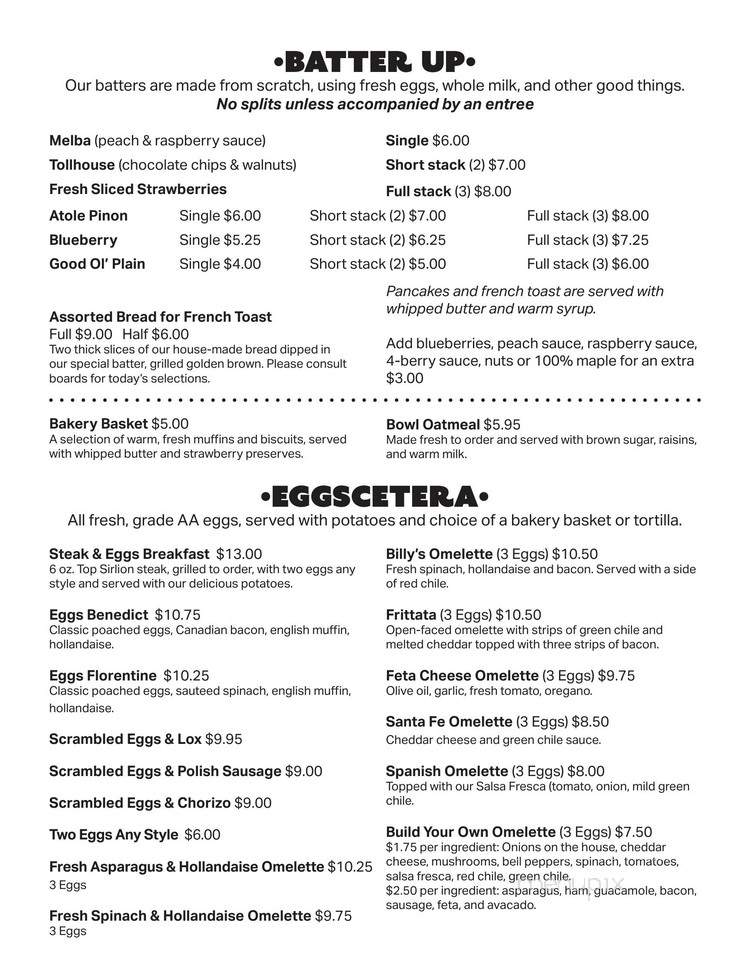 Tecolote Cafe - Santa Fe, NM menu_pic