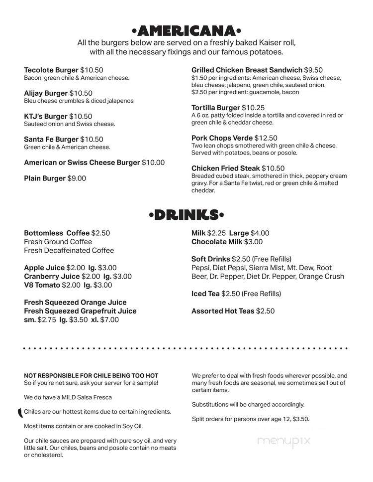 Tecolote Cafe - Santa Fe, NM menu_pic