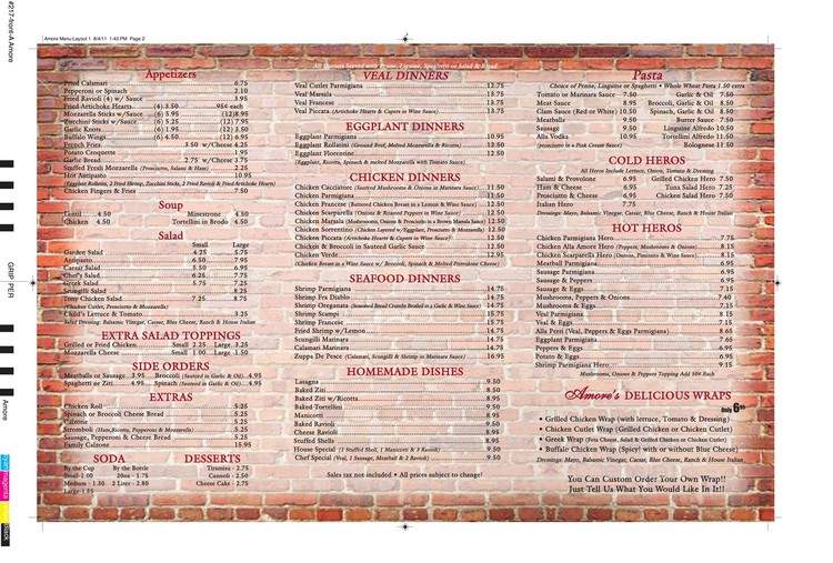 Amore Pizza - East Northport, NY menu_pic