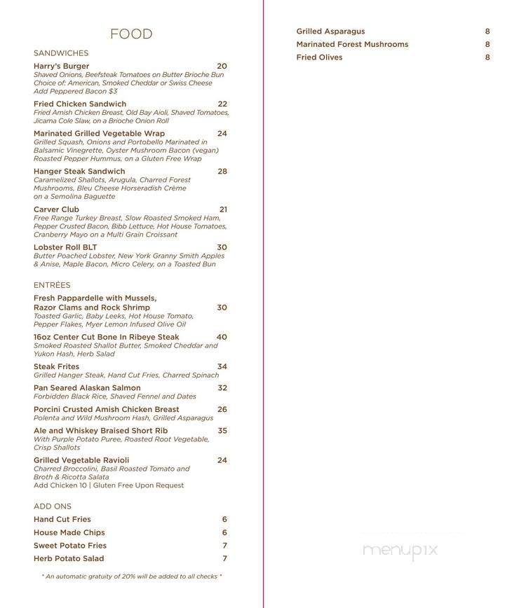 Harry's New York Bar - New York, NY menu_pic