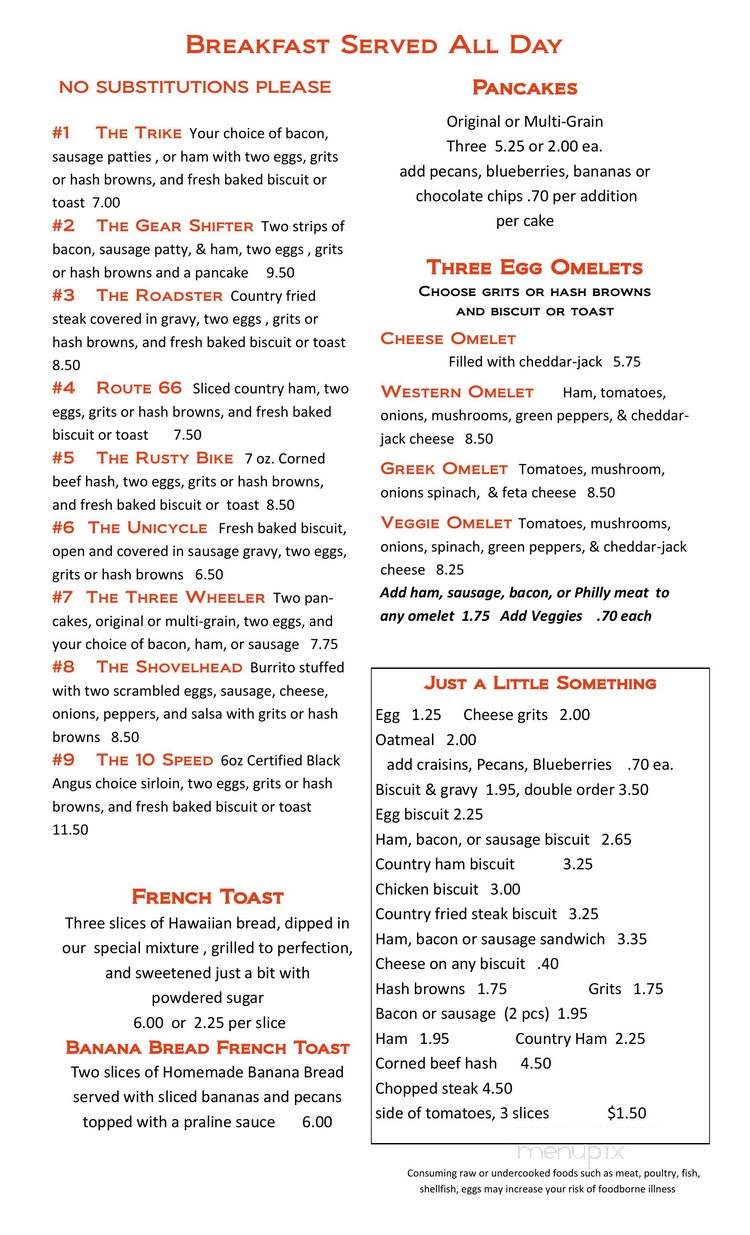 The Rusty Bike Cafe - Clayton, GA menu_pic