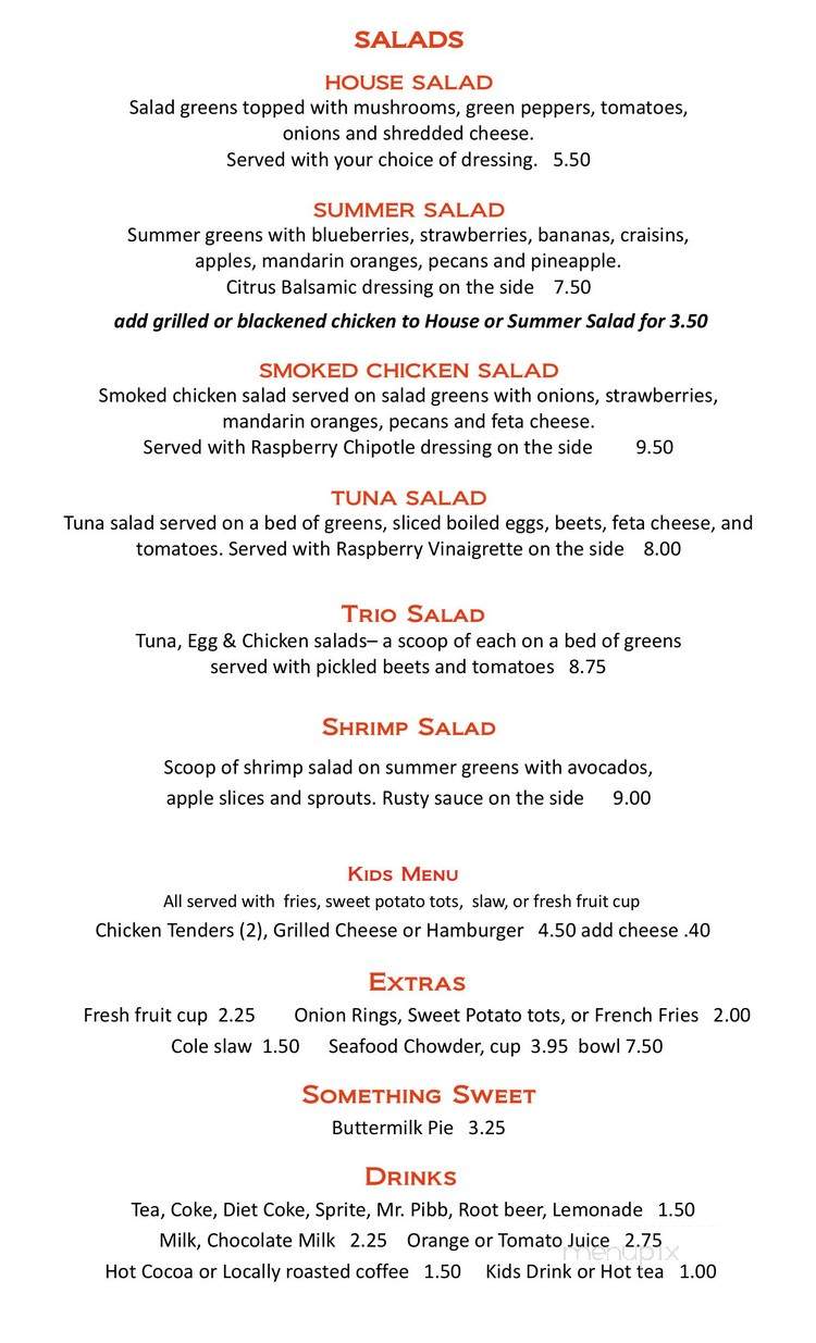 The Rusty Bike Cafe - Clayton, GA menu_pic