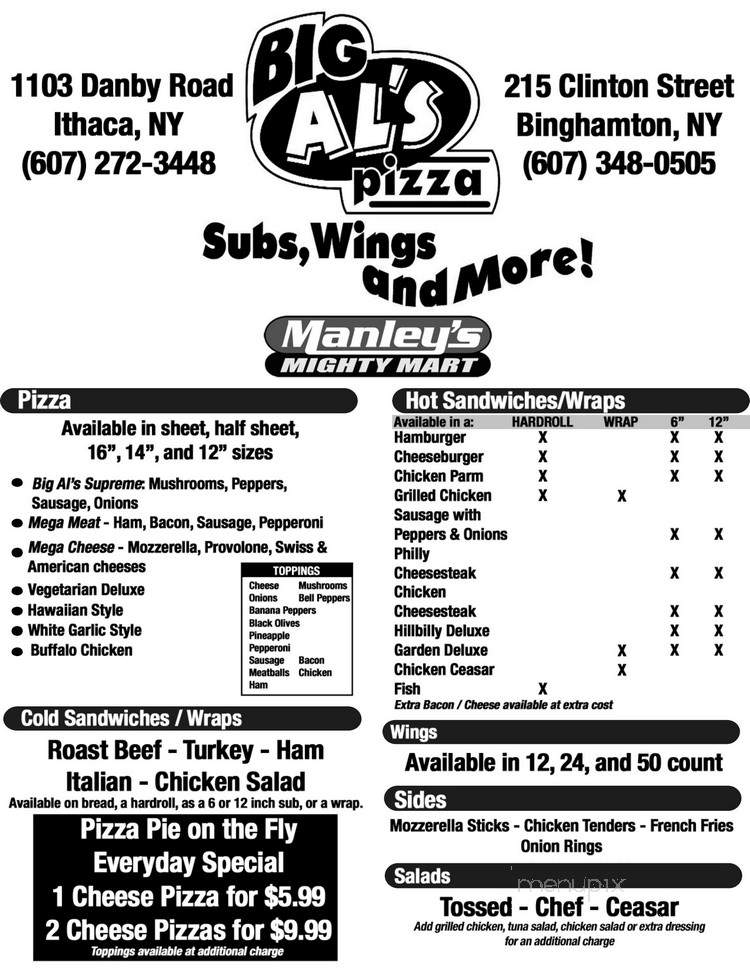 Big Al's - Binghamton, NY menu_pic