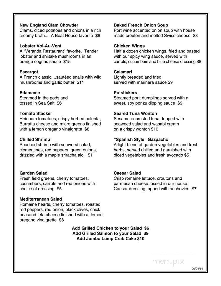 Boat House Restaurant - Lake Placid, NY menu_pic