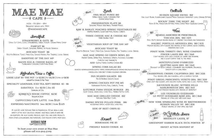 Cafe Mae Mae - New York, NY menu_pic