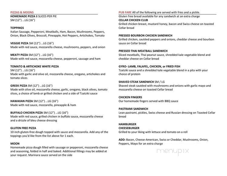 Cellar - Long Lake, NY menu_pic
