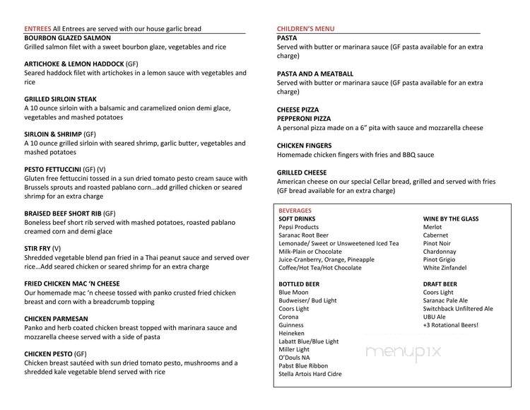 Cellar - Long Lake, NY menu_pic