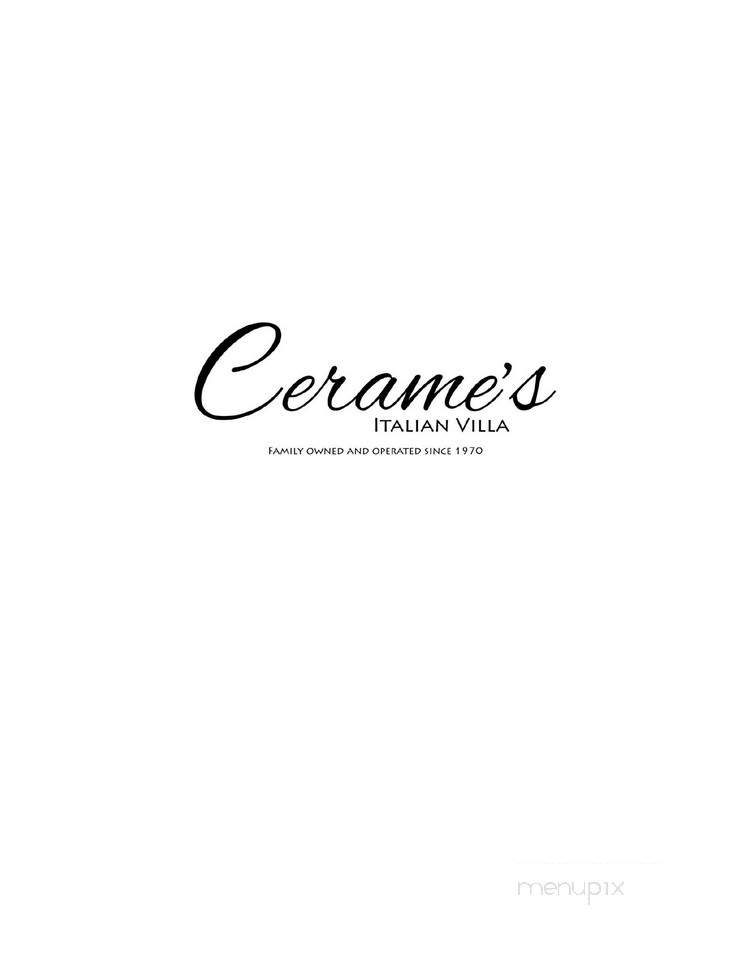Cerame's Italian Villa - Rochester, NY menu_pic