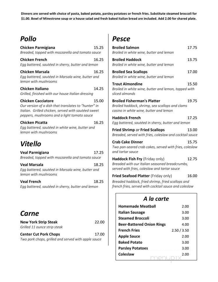 Cerame's Italian Villa - Rochester, NY menu_pic