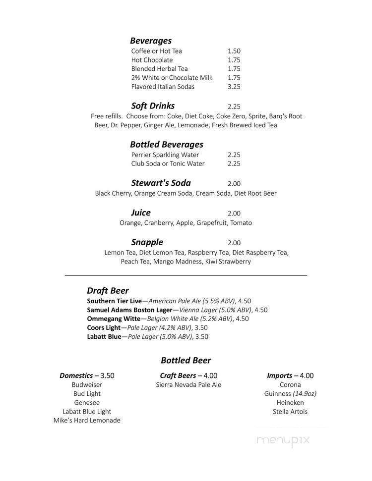 Cerame's Italian Villa - Rochester, NY menu_pic
