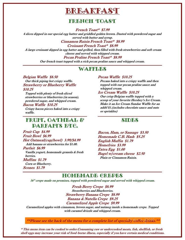 Country Corner Cafe - Southold, NY menu_pic
