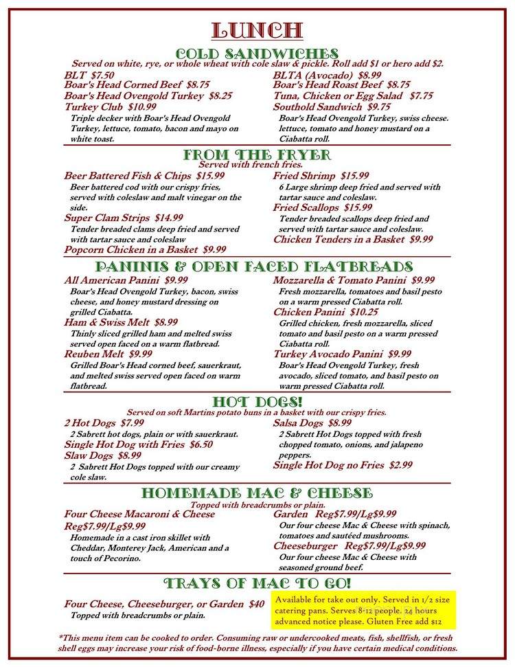 Country Corner Cafe - Southold, NY menu_pic