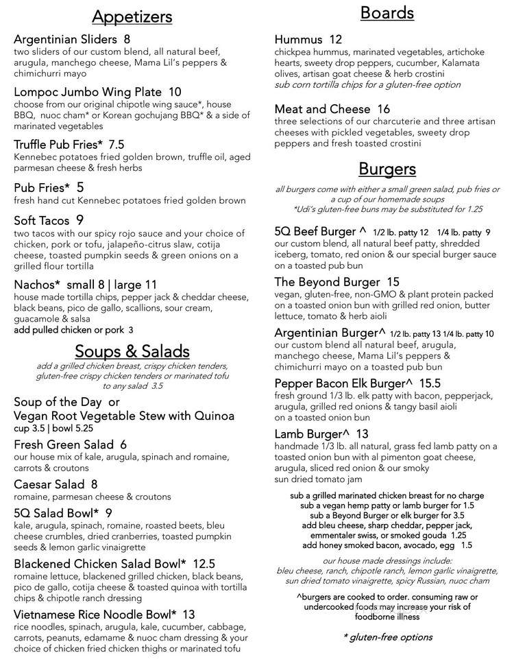 The Sidebar - Portland, OR menu_pic
