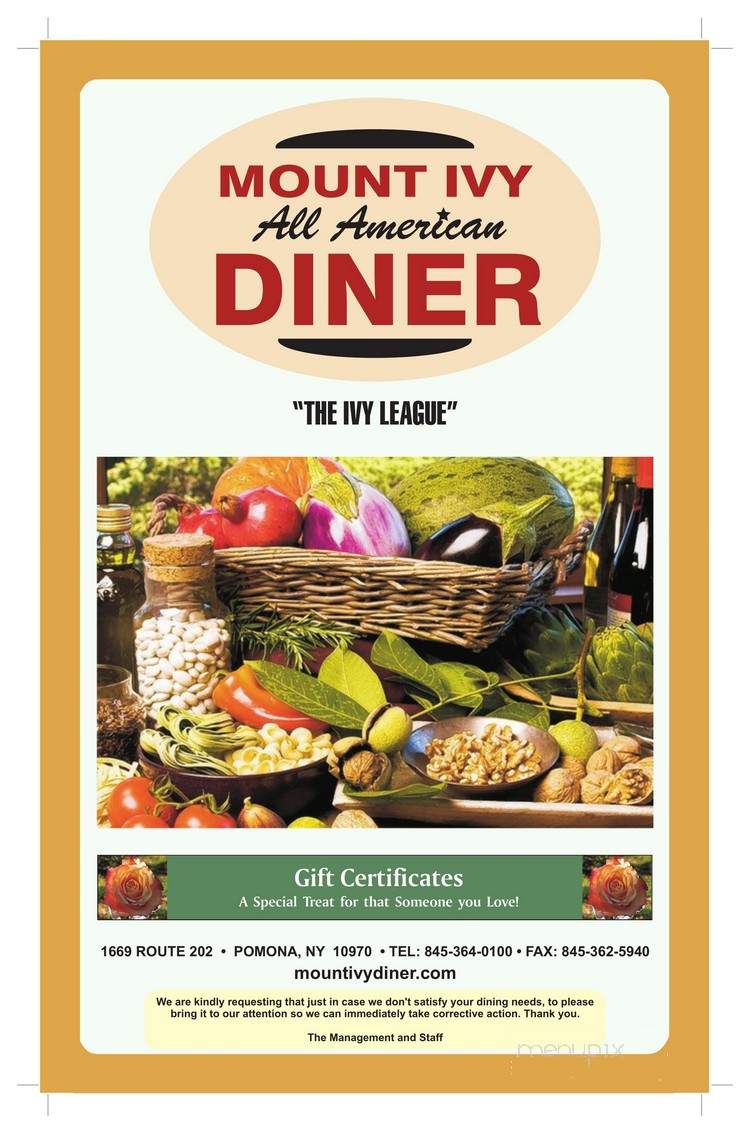 Mount Ivy Diner - Pomona, NY menu_pic