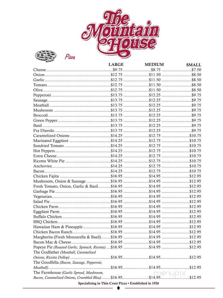 Mountain House - Sparkill, NY menu_pic