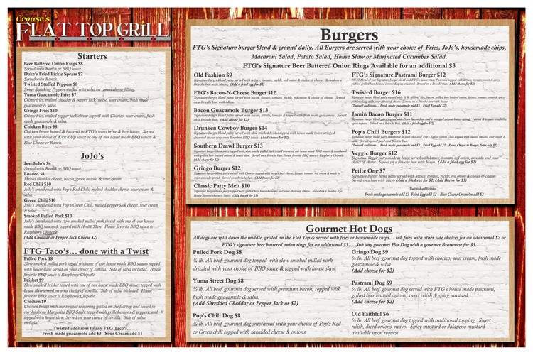 Crouse's Flat Top Grill - Yuma, AZ menu_pic
