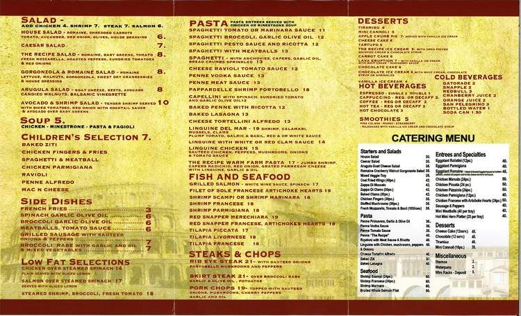 The Recipe Italian Restaurant - Bergenfield, NJ menu_pic