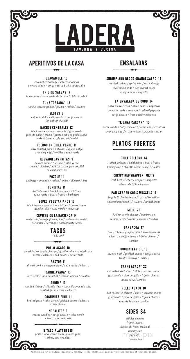 Ladera Taverna y Cocina - Phoenix, AZ menu_pic