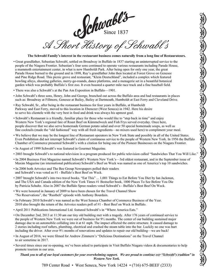 Schwabl's Restaurant - West Seneca, NY menu_pic