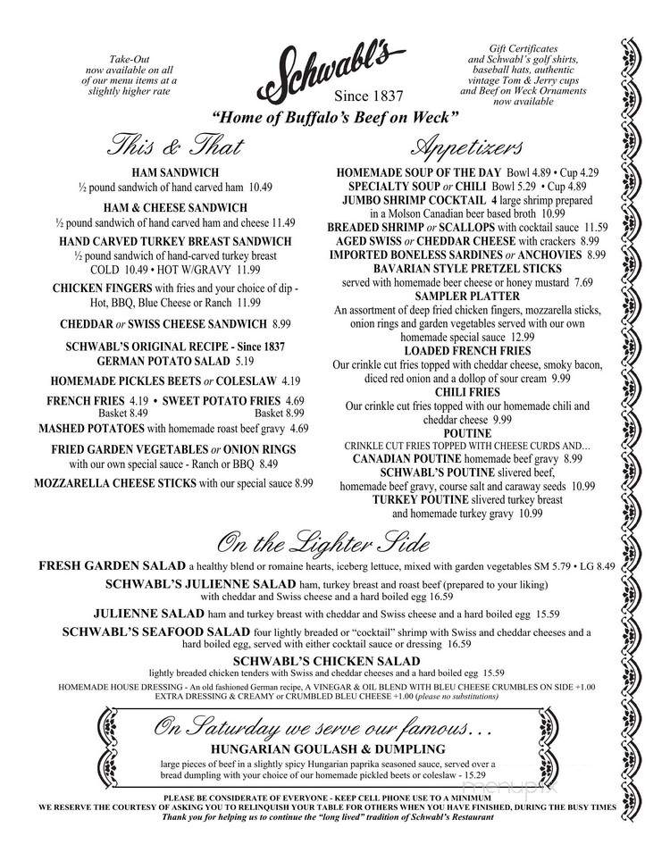 Schwabl's Restaurant - West Seneca, NY menu_pic