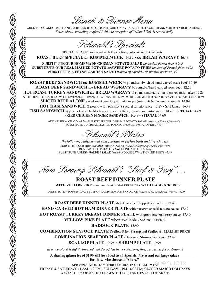 Schwabl's Restaurant - West Seneca, NY menu_pic