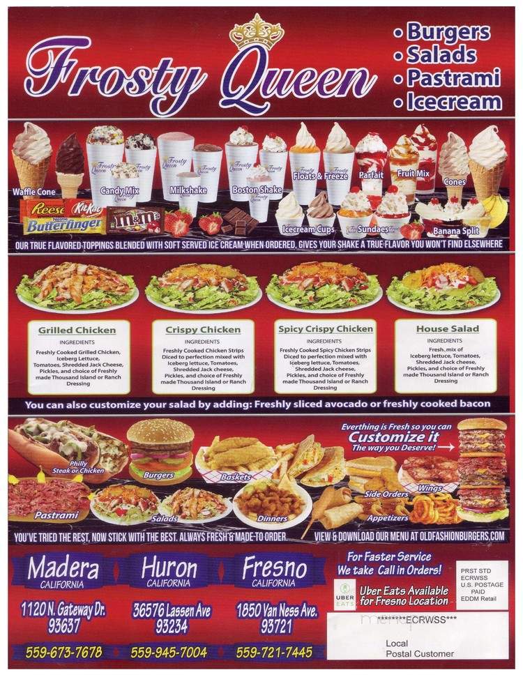 Frosty Queen - Fresno, CA menu_pic