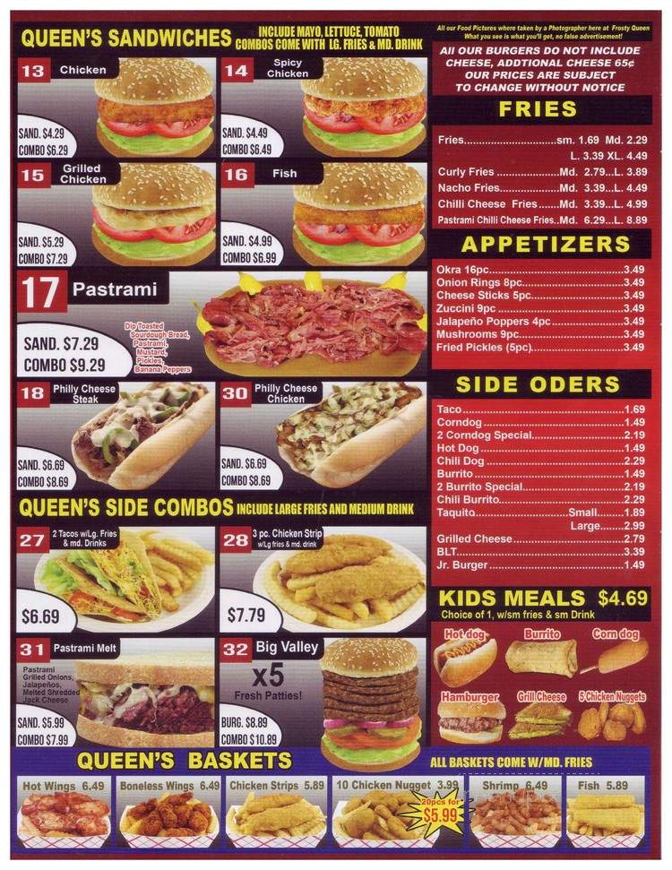 Frosty Queen - Fresno, CA menu_pic