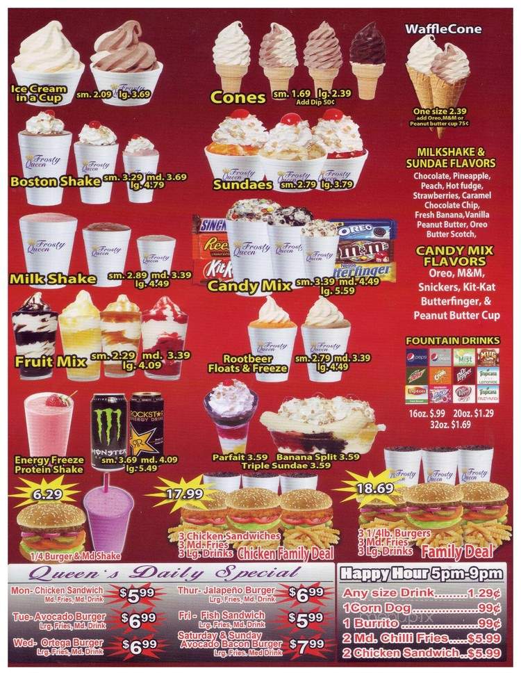 Frosty Queen - Fresno, CA menu_pic