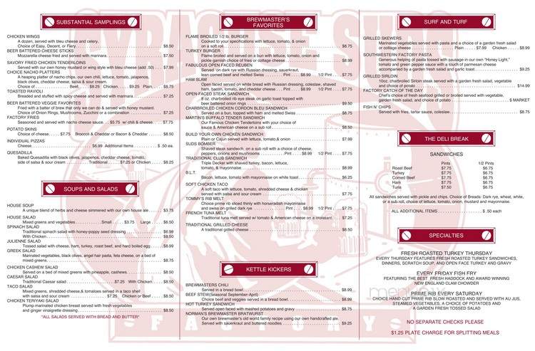 Syracuse Suds Factory - Syracuse, NY menu_pic