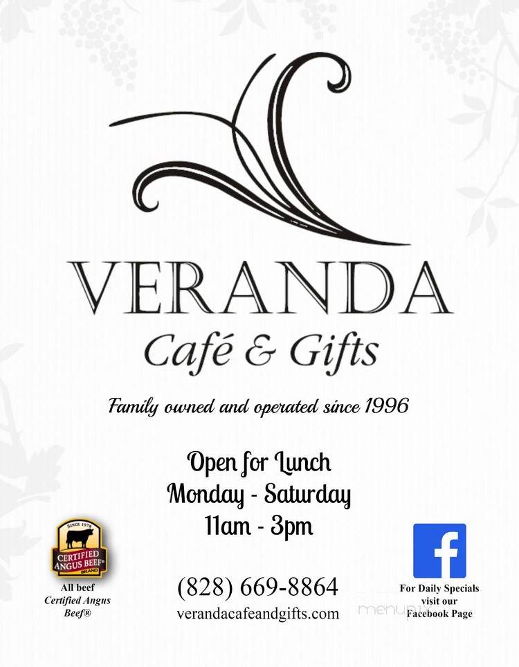 Veranda Cafe & Gifts - Black Mountain, NC menu_pic