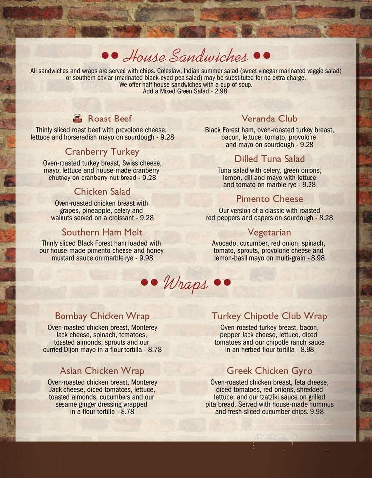 Veranda Cafe & Gifts - Black Mountain, NC menu_pic