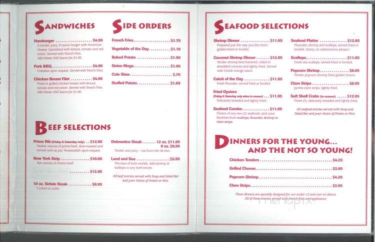 Topside Restaurant - Shiloh, NC menu_pic