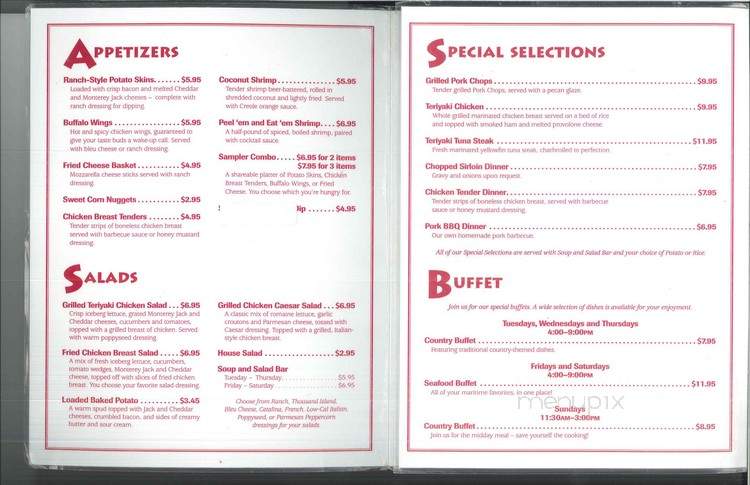 Topside Restaurant - Shiloh, NC menu_pic