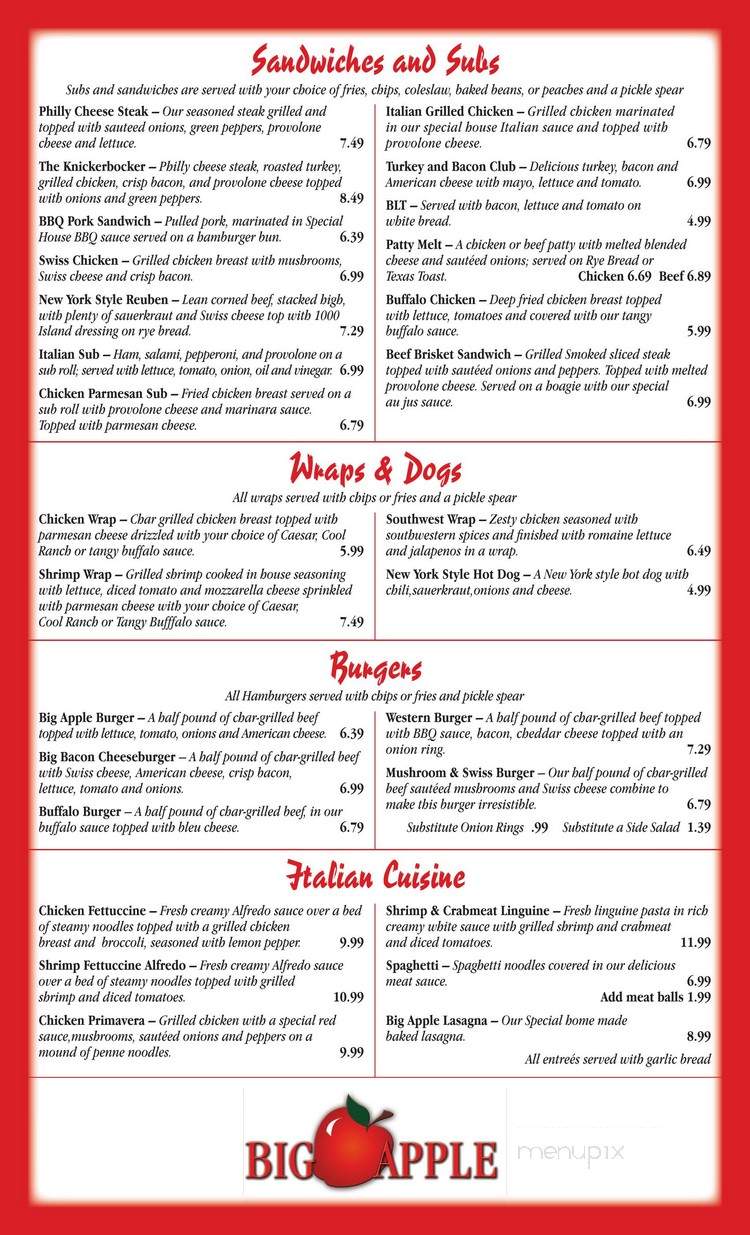 Big Apple Restaurant-Sportsbar - Fayetteville, NC menu_pic