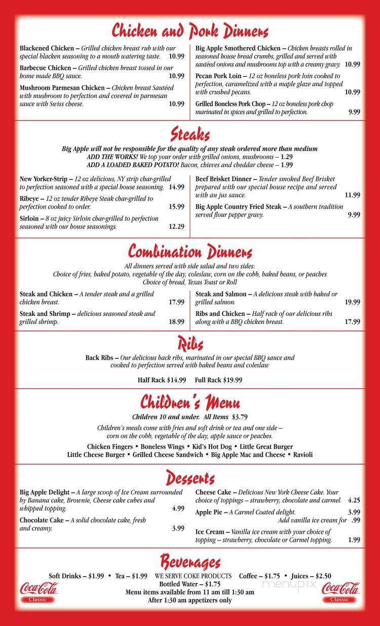Big Apple Restaurant-Sportsbar - Fayetteville, NC menu_pic