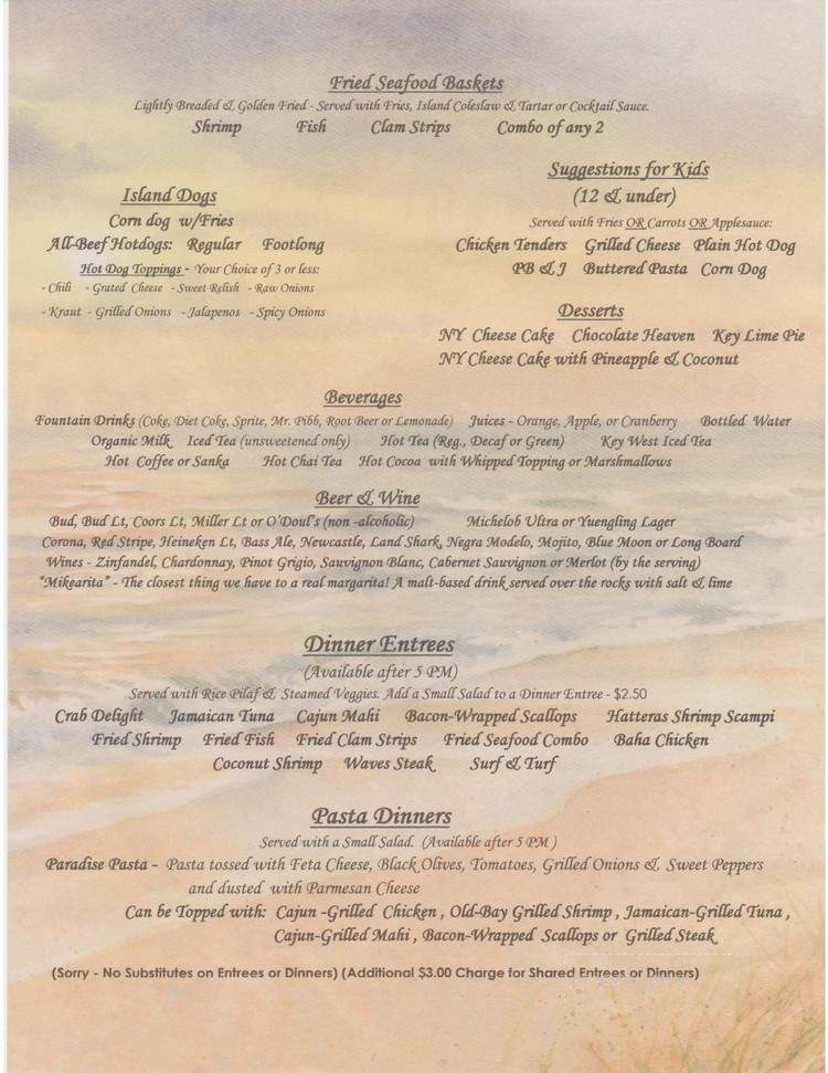 Top Dog Cafe - Waves, NC menu_pic