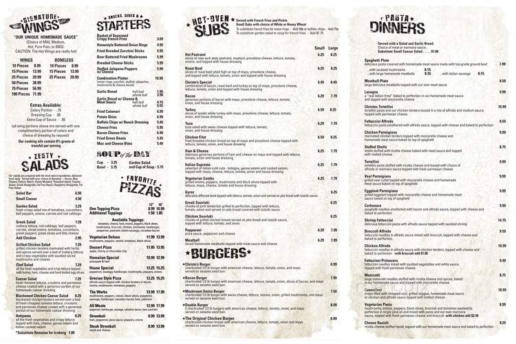 Christo's Lexington House-Pizz - Lexington, NC menu_pic