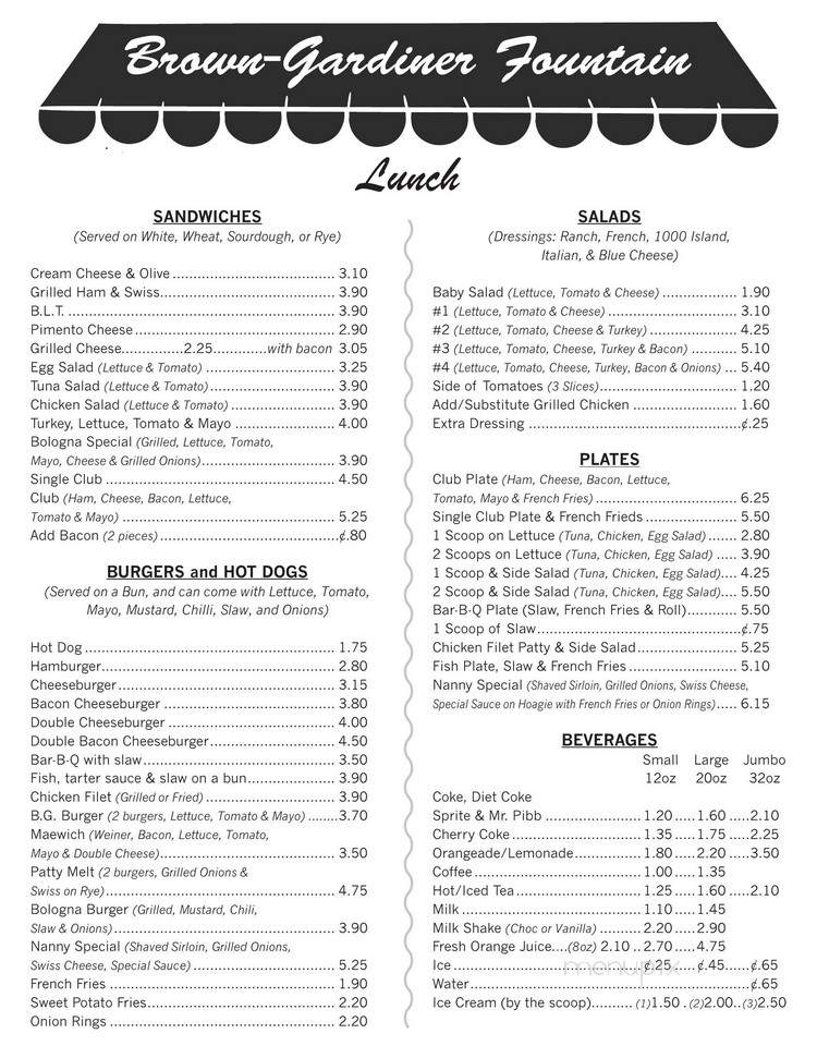 Brown Gardner Fountain - Greensboro, NC menu_pic