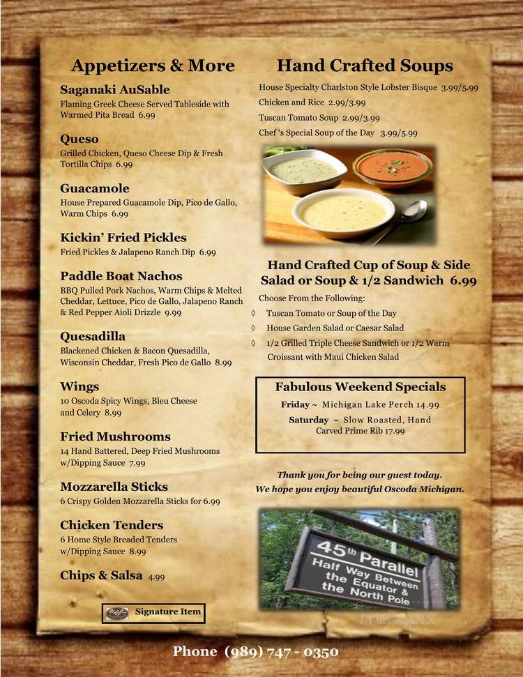 Ausable Inn - Oscoda, MI menu_pic
