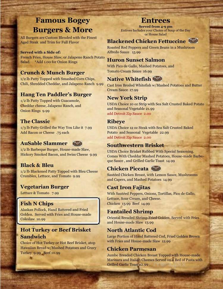 Ausable Inn - Oscoda, MI menu_pic